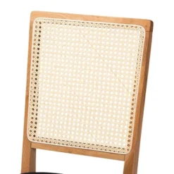 Set Of 2 Idris Fabric Upholstered Rattan Dining Chairs Black/Oak Brown - Baxton Studio -Baxton Studio GUEST c84c4c21 70b1 418c 9c4b a43d46f80b2c