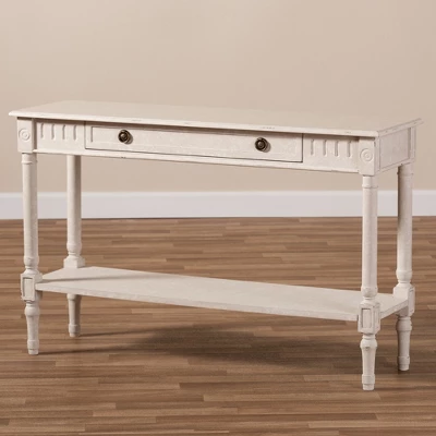 Ariella Whitewashed 1 Drawer Console Table White - Baxton Studio 10 Ariella Whitewashed 1 Drawer Console Table White - Baxton Studio - Image 8