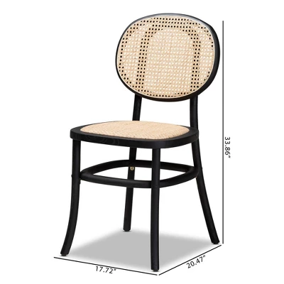 2pc Garold Woven Rattan And Wood Cane Dining Chair Set - Baxton Studio 10 2pc Garold Woven Rattan And Wood Cane Dining Chair Set - Baxton Studio - Image 8
