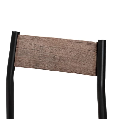 5pc Dining Set Metal And Mave Wood Walnut/Black - Baxton Studio 5 5pc Dining Set Metal And Mave Wood Walnut/Black - Baxton Studio - Image 3