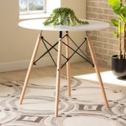 Varen Plastic And Wood Dining Table White/Oak Brown/Black - Baxton Studio -Baxton Studio GUEST c9bce4de 6311 494b 94b0 9c2da56f6287