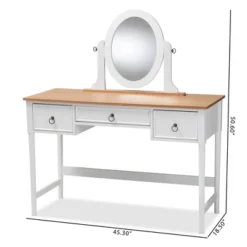 3 Drawer Sylvie Wood Vanity Table With Mirror White - Baxton Studio 15 3 Drawer Sylvie Wood Vanity Table With Mirror White - Baxton Studio -Baxton Studio GUEST c9cb1ce5 f691 48fb ae6a 2821b306e12b