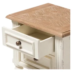 Marquetterie French Provincial Style Weathered Oak Wash Distressed Wood Finish Two - Tone 2 - Drawer And 1 - Shelf Nightstand - White - Baxton Studio -Baxton Studio GUEST ca09ca95 5a02 49e3 a216 38b6e4562300
