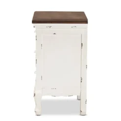 Levron And Antique Wood 3 Drawer Nightstand Walnut Brown/Antique White - Baxton Studio -Baxton Studio GUEST ca186669 d7a1 4e4f bc54 e7514bf97e0a