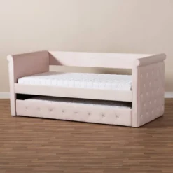 Amaya Velvet Daybed With Trundle - Baxton Studio -Baxton Studio GUEST ca4e21fc 1202 452e a666 797cdfeedea3