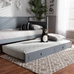 Cintia Wood Bed With Trundle Gray - Baxton Studio -Baxton Studio GUEST ca915036 5d2a 488a 8574 7e5d919d38bc