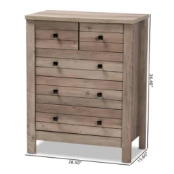 Derek Natural Wood 5 Drawer Chest Brown - Baxton Studio -Baxton Studio GUEST cabe7ab4 15f3 4d4e b3ef 406165c9cd68