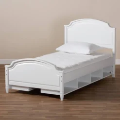 Elise Wood Storage Platform Bed White - Baxton Studio -Baxton Studio GUEST cb78267d f59a 454b aaba bf55e177495c
