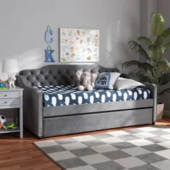 Freda Velvet Fabric Upholstered Button Tufted Daybed With Trundle - Baxton Studio 17 Freda Velvet Fabric Upholstered Button Tufted Daybed With Trundle - Baxton Studio -Baxton Studio GUEST cbd04c11 95a1 4c6e 91dc 0d775635f0a3