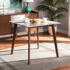 Kaylee Wood Dining Table White/Brown - Baxton Studio -Baxton Studio GUEST cbe47258 8c9d 46b7 bf02 041cb07d9bb1