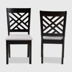 2pc Caron Upholstered Wood Dining Chair Set - Baxton Studio