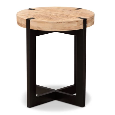 Horace Wood And Metal End Table Brown/Black - Baxton Studio 3 Horace Wood And Metal End Table Brown/Black - Baxton Studio