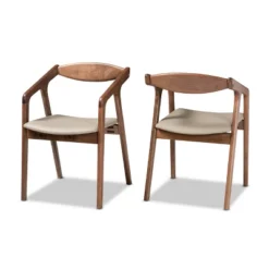 2pc Harland Faux Leather Upholstered And Wood Dining Chair Set - Baxton Studio 21 2pc Harland Faux Leather Upholstered And Wood Dining Chair Set - Baxton Studio -Baxton Studio GUEST cc64b8b1 20a5 48ee 9ef4 4059ba481d73