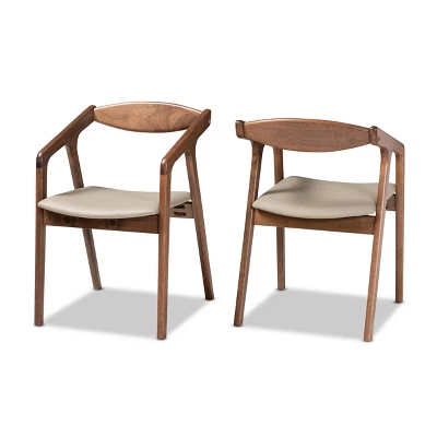 2pc Harland Faux Leather Upholstered And Wood Dining Chair Set - Baxton Studio 12 2pc Harland Faux Leather Upholstered And Wood Dining Chair Set - Baxton Studio - Image 10