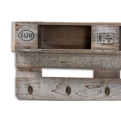 Ferguson Vintage Rustic Whitewashed Oak Finished Wood Wall Mounted Coat Rack With Shelves Oak - Baxton Studio 3 Ferguson Vintage Rustic Whitewashed Oak Finished Wood Wall Mounted Coat Rack With Shelves Oak - Baxton Studio - Image 2