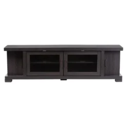 Viveka Wood Cabinet With 2 Glass Doors And 2 Doors TV Stand For TVs Up To 75" Dark Brown - Baxton Studio