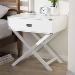 Curtice 1 Drawer Wooden Nightstand White - Baxton Studio -Baxton Studio GUEST ce09b581 f042 4fcc 8b58 5dd6eb0ff09e