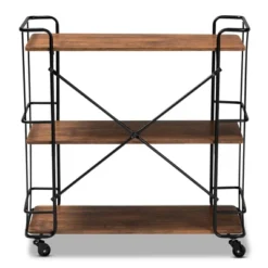Neal Metal And Wood Kitchen Serving Cart Walnut/Black - Baxton Studio -Baxton Studio GUEST ce0b3a95 c19d 4388 a39f 380776512eec