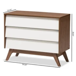 Hildon Mid-Century Modern Wood 3 Drawer Storage Chest Brown - Baxton Studio -Baxton Studio GUEST ce314839 7be1 4890 ae09 e3896f53fabb
