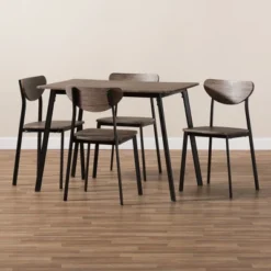 5pc Ornette Mid Century Modern Matte Frame Dining Set Light Brown - Baxton Studio -Baxton Studio GUEST ce7c1975 a157 494e 88f3 b086ad7574fc