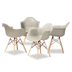 4pc Galen Plastic And Wood Dining Chair Set - Baxton Studio -Baxton Studio GUEST cf202610 749b 4a0a 9563 0113b61bf5d0