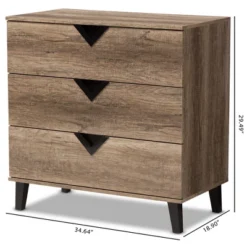 Baxton Studio Wales Modern And Contemporary Oak Wood Finish 3 Drawer Chest Light Brown -Baxton Studio GUEST cf7ddba5 6987 4f3a 8432 e8672f64d370