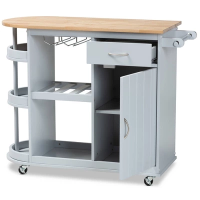 Donnie Wood Kitchen Storage Cart Light Gray/Natural - Baxton Studio 3 Donnie Wood Kitchen Storage Cart Light Gray/Natural - Baxton Studio