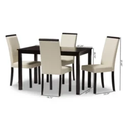 5pc Daveney Modern And Contemporary Espresso Faux Leather Upholstered Dining Set Cream, Dark Brown - Baxton Studio -Baxton Studio GUEST cfaa023c 171d 4a2d a145 6f8162b19abd