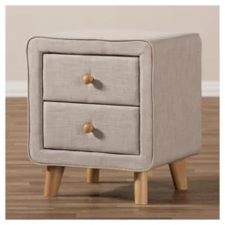 Jonesy Mid - Century Linen Upholstered 2 - Drawer Nightstand - Buff Beige - Baxton Studio -Baxton Studio GUEST d0d31f82 d162 4f7a ac97 8b51e9645c95