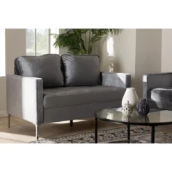 Baxton Studio Clara Velvet Fabric Upholstered 2 Seater Loveseat Gray - BaxtonStudio -Baxton Studio GUEST d11513a1 06f9 4488 8297 da88cd3e3761
