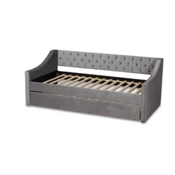Raphael Velvet Fabric Upholstered Daybed With Trundle - Baxton Studio -Baxton Studio GUEST d13c1c67 ee6b 4bb7 ae3c 5e0c6207c822