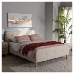 Full Samson Mid Century Fabric Upholstered Platform Bed Light Beige - Baxton Studio 9 Full Samson Mid Century Fabric Upholstered Platform Bed Light Beige - Baxton Studio -Baxton Studio GUEST d13f0848 7b2d 45cf a9a1 9632fdf7095c