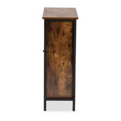 Wayland Rustic Wood And Metal 1 Door Shoe Storage Cabinet Brown/Black - Baxton Studio -Baxton Studio GUEST d17a2303 7d93 49cb 86e7 dc8bf2797c16