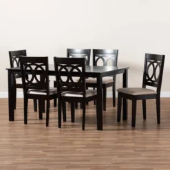 7pc Lenoir Upholstered Wood Dining Set Sand Brown/Espresso - Baxton Studio 11 7pc Lenoir Upholstered Wood Dining Set Sand Brown/Espresso - Baxton Studio -Baxton Studio GUEST d24af716 8e0a 467a b809 0699b5f0da9f