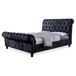 Castello Velvet Upholstered Faux Crystal - Buttoned Sleigh Platform Bed - Baxton Studio -Baxton Studio GUEST d2987f99 e86a 41b0 94ae f0c2ac3dc4e5