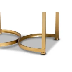 Gwyn Glam And Luxe Faux Fur Upholstered And Metal Ottoman White/Gold - Baxton Studio -Baxton Studio GUEST d2a69cb6 c64c 40da af1a 45563bb40d15