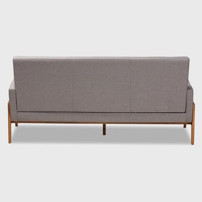 Perris Upholstered Wood Sofa Light Gray/Walnut - Baxton Studio 5 Perris Upholstered Wood Sofa Light Gray/Walnut - Baxton Studio - Image 3