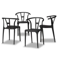 4pc Warner Plastic Dining Chair Set - Baxton Studio -Baxton Studio GUEST d3074905 a4d7 4646 b7d8 b264ee8523a7