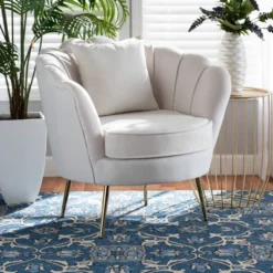 Garson Velvet And Metal Accent Chair - Baxton Studio -Baxton Studio GUEST d3ad67b8 134d 491d b2cd ab4bf78aea91