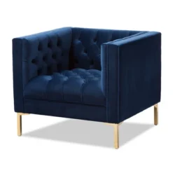 Zanetta Luxe And Glamour Velvet Upholstered Gold Finished Lounge Chair - Baxton Studio -Baxton Studio GUEST d5184615 0baf 4c69 aa68 e09e68e38874