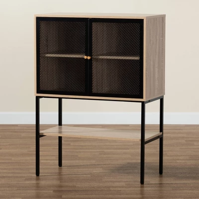 Asher Wood And Metal 2 Door Sideboard Dining Cabinet Natural Brown/Black - Baxton Studio 10 Asher Wood And Metal 2 Door Sideboard Dining Cabinet Natural Brown/Black - Baxton Studio - Image 8