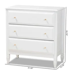 3 Drawer Naomi Wood Bedroom Chest White/Gold - Baxton Studio -Baxton Studio GUEST d587a951 e502 411f b0a2 a8eee9516077
