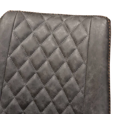 Set Of 2 Loire Faux Leather Upholstered Dining Chair Gray/Black - Baxton Studio 5 Set Of 2 Loire Faux Leather Upholstered Dining Chair Gray/Black - Baxton Studio - Image 3