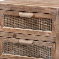 Calida Wood And Rattan 2 Drawer Nightstand Brown - Baxton Studio -Baxton Studio GUEST d67baf64 6a9d 48da 98a9 2c95417c8030