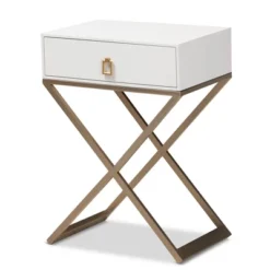 1 Drawer Patricia Brass Tone Metal Nightstand - Baxton Studio -Baxton Studio GUEST d68015c4 cc5b 4e5b a9aa bd7a60fe0866