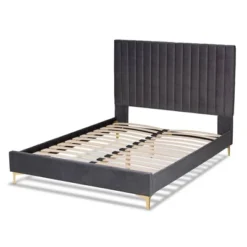 Serrano Velvet Fabric Upholstered And Metal Platform Bed - Baxton Studio -Baxton Studio GUEST d6a4046c 766f 4a89 800b f6db0a2ec360