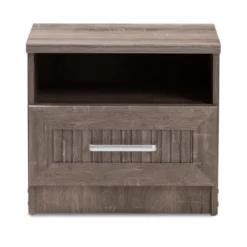 Gallia Modern And Contemporary Oak Finished 1 Drawer Nightstand Brown - Baxton Studio -Baxton Studio GUEST d77eb0e6 ec11 4739 bf60 a41ed0986112