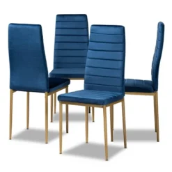 4pc Armand Velvet Fabric Upholstered And Metal Dining Chair Set - Baxton Studio -Baxton Studio GUEST d897f26e 61a4 4452 8a96 0f96460832a3