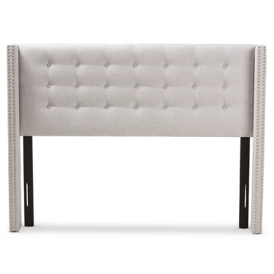 Queen Ginaro Modern And Contemporary Fabric Button Tufted Nail Head Winged Headboard Gray - Baxton Studio 3 Queen Ginaro Modern And Contemporary Fabric Button Tufted Nail Head Winged Headboard Gray - Baxton Studio