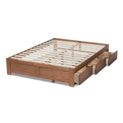 Wren 3 Drawer Storage Bed Frame Walnut - Baxton Studio -Baxton Studio GUEST d8ebc32e 8f62 48f2 8235 5123a9a75f74